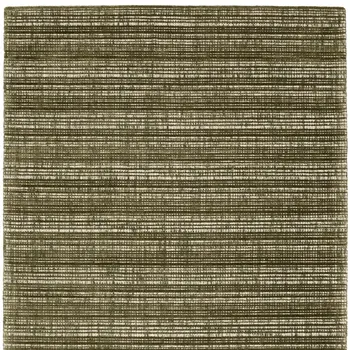 5' X 8' Green And Ivory Striped Hand Tufted Area Rug