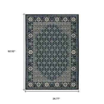 8' Ivory Oriental Runner Rug With Fringe