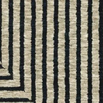 8' Beige Geometric Runner Rug With Fringe