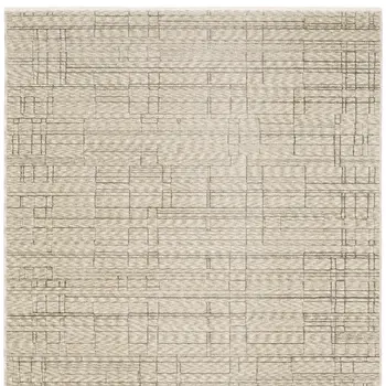 3' X 5' Beige And Brown Geometric Area Rug With Fringe