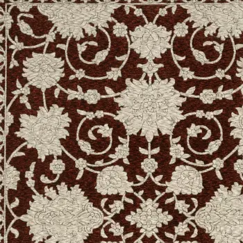 3' X 5' Red And Beige Floral Area Rug With Fringe