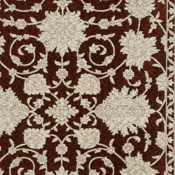 8' Red And Beige Floral Runner Rug With Fringe