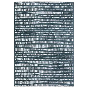 8' Teal And Ivory Striped Runner Rug