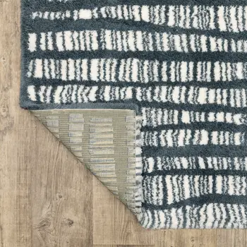 8' Teal And Ivory Striped Runner Rug