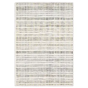 8' Ivory Yellow And Black Striped Runner Rug