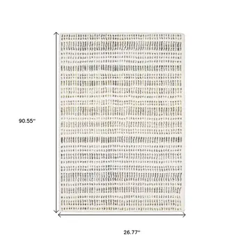 8' Ivory Yellow And Black Striped Runner Rug