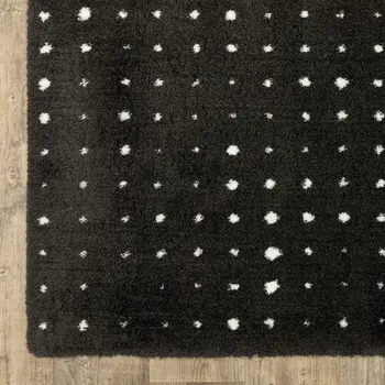 8' Black And Ivory Geometric Runner Rug