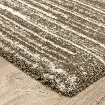 8' Brown And Ivory Striped Runner Rug