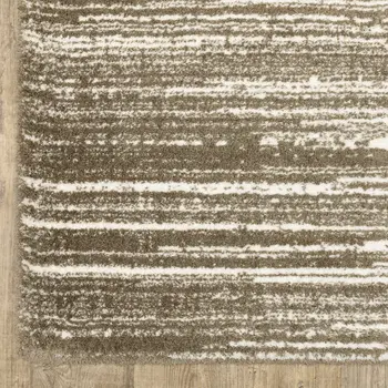 8' Brown And Ivory Striped Runner Rug