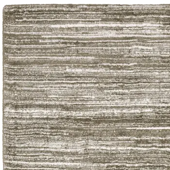 8' Brown And Ivory Striped Runner Rug