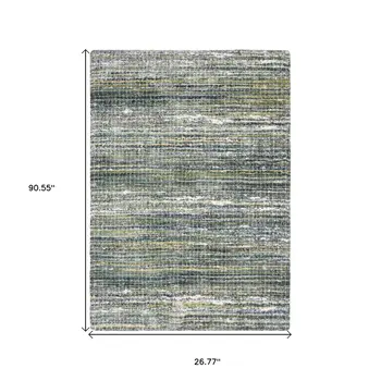 8' Green And Blue Geometric Runner Rug