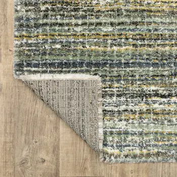 8' Green And Blue Geometric Runner Rug