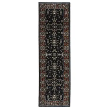 8' Rust Oriental Runner Rug With Fringe