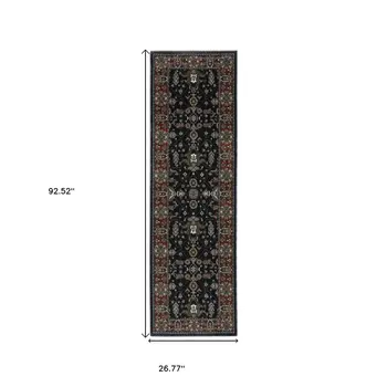 8' Rust Oriental Runner Rug With Fringe