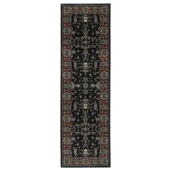8' Rust Oriental Runner Rug With Fringe
