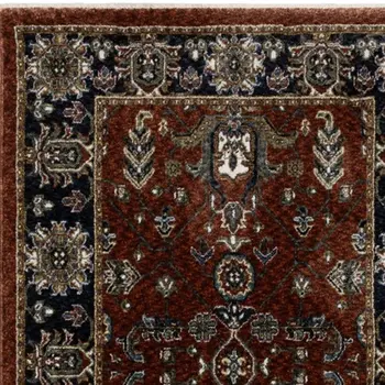 8' Red Oriental Runner Rug With Fringe