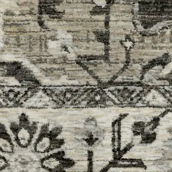 5' X 8' Gray And Beige Medallion Area Rug With Fringe