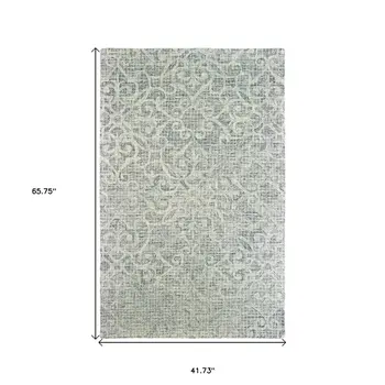4' X 6' Gray And Ivory Wool Geometric Hand Tufted Area Rug