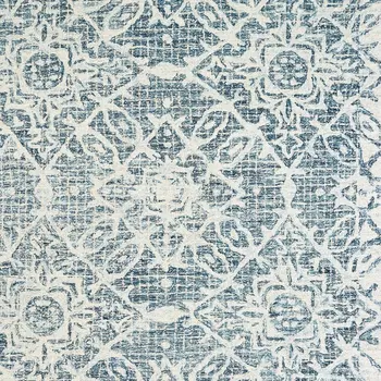 4' X 6' Blue And Ivory Wool Geometric Hand Tufted Area Rug