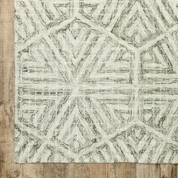 4' X 6' Gray And Ivory Wool Geometric Hand Tufted Area Rug
