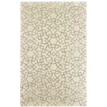 4' X 6' Tan And Ivory Wool Geometric Hand Tufted Area Rug