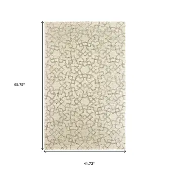 4' X 6' Tan And Ivory Wool Geometric Hand Tufted Area Rug