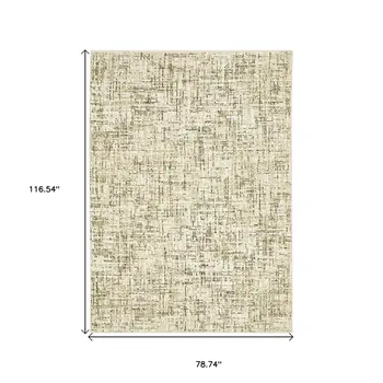 7' X 10' Ivory And Brown Abstract Area Rug