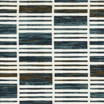 7' X 10' Ivory And Blue Geometric Area Rug