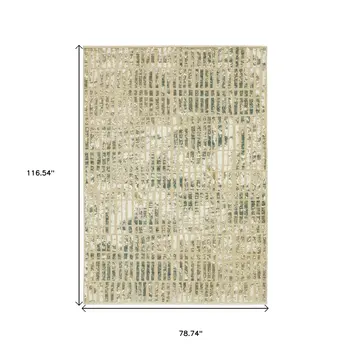 7' X 10' Beige And Blue Geometric Area Rug