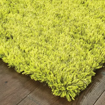 3' X 5' Green Shag Hand Tufted Area Rug