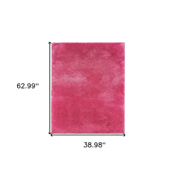 3' X 5' Pink Shag Hand Tufted Area Rug