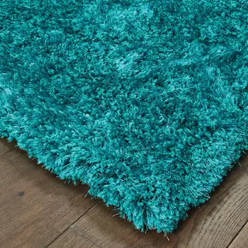 3' X 5' Teal Shag Hand Tufted Area Rug