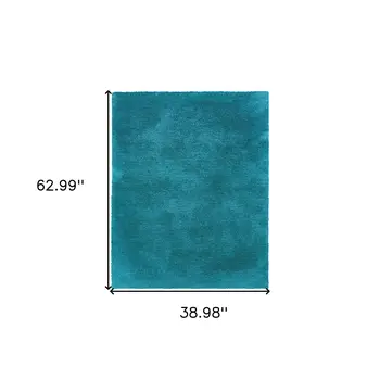 3' X 5' Teal Shag Hand Tufted Area Rug