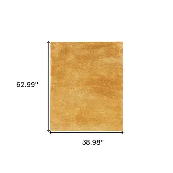 3' X 5' Gold Shag Hand Tufted Area Rug