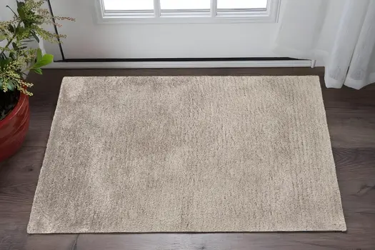 3' X 5' Silver Shag Hand Tufted Area Rug