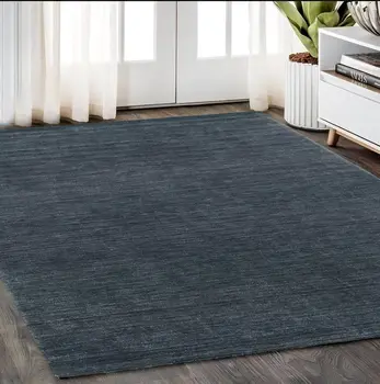 5' X 8' Navy Blue Wool Hand Tufted Area Rug
