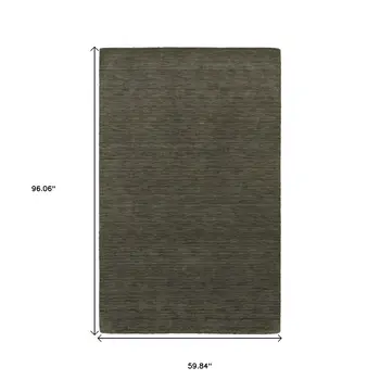 5' X 8' Charcoal Wool Hand Tufted Area Rug