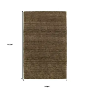 5' X 8' Brown Wool Hand Tufted Area Rug