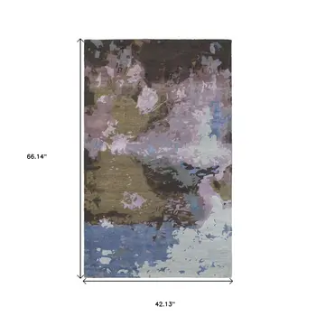 4' X 6' Blue And Purple Abstract Hand Tufted Area Rug