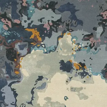4' X 6' Blue And Gray Abstract Hand Tufted Area Rug