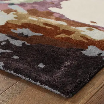 8' Blue And Brown Abstract Hand Tufted Runner Rug