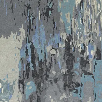 4' X 6' Blue And Gray Abstract Hand Tufted Area Rug