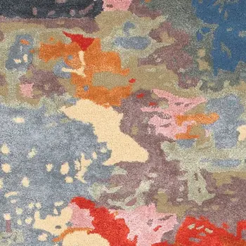 8' Pink Orange And Blue Abstract Hand Tufted Runner Rug
