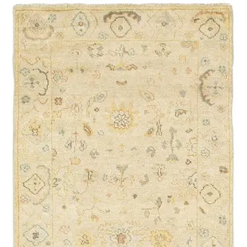 10' Beige And Gray Wool Oriental Hand Knotted Runner Rug