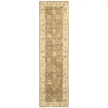 10' Brown And Beige Wool Oriental Hand Knotted Runner Rug