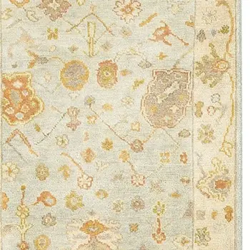 10' Blue And Sand Wool Oriental Hand Knotted Runner Rug