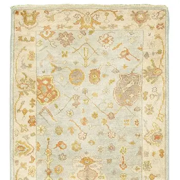 10' Blue And Sand Wool Oriental Hand Knotted Runner Rug