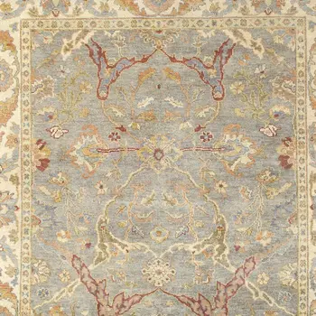 6' X 9' Gray And Beige Wool Oriental Hand Knotted Area Rug