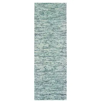 8' Blue And Teal Hand Tufted Runner Rug