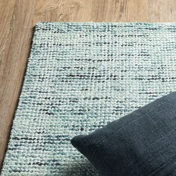 8' Blue And Teal Hand Tufted Runner Rug
